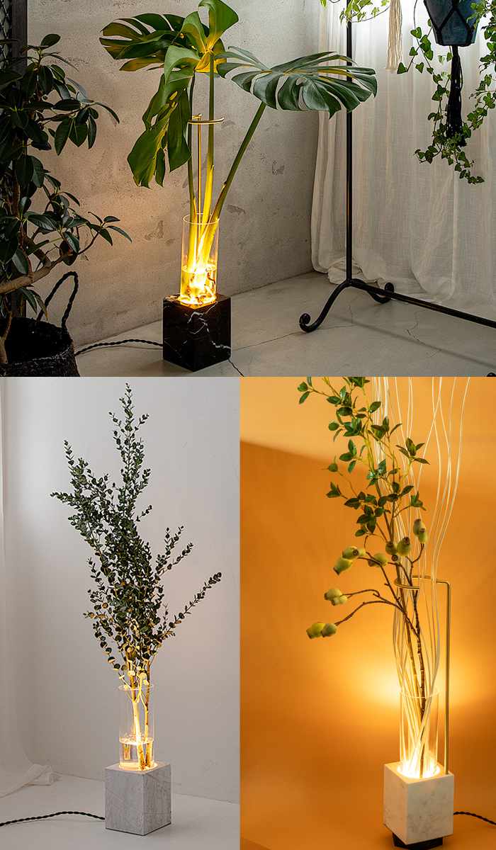 フロアライト リモコン付き LUMINASTONE フラワーべスランプ gram eight グラムエイト （ ルミナストーン 調光 調色 花瓶 ライト ランプ LED 照明 間接照明 ）_17