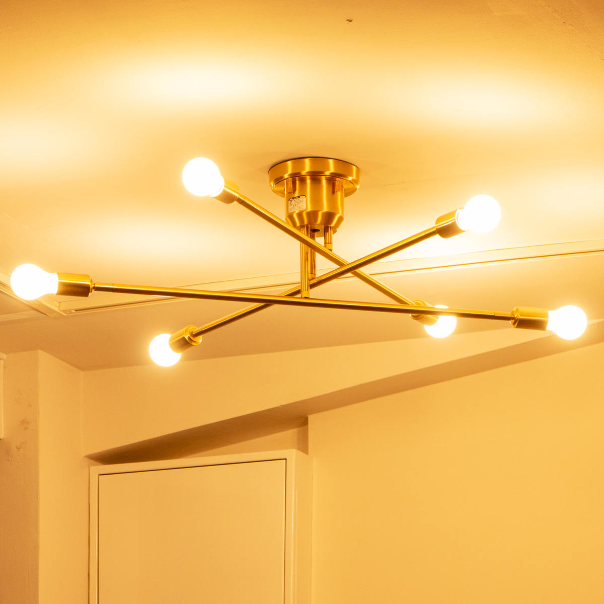 シーリングライト 6灯 LED電球付き ブラス キムリック リモコン付き