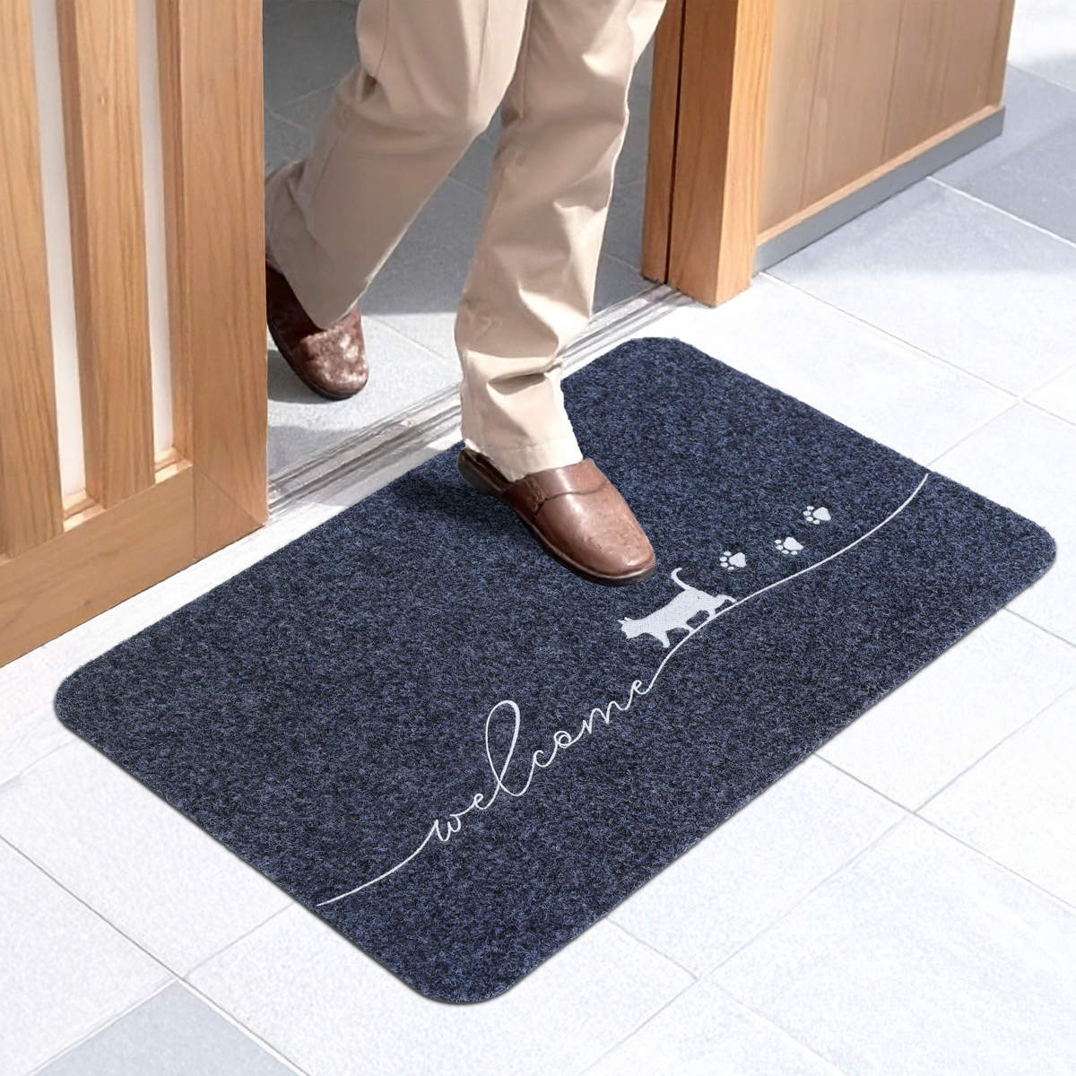 セラミックマット 玄関マット 約40×60cm 屋内外兼用 エントランスマット （ 洗える 薄い