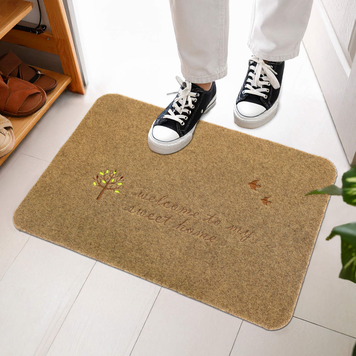 玄関マット 約40×60cm 屋内外兼用 エントランスマット （ 洗える 薄い