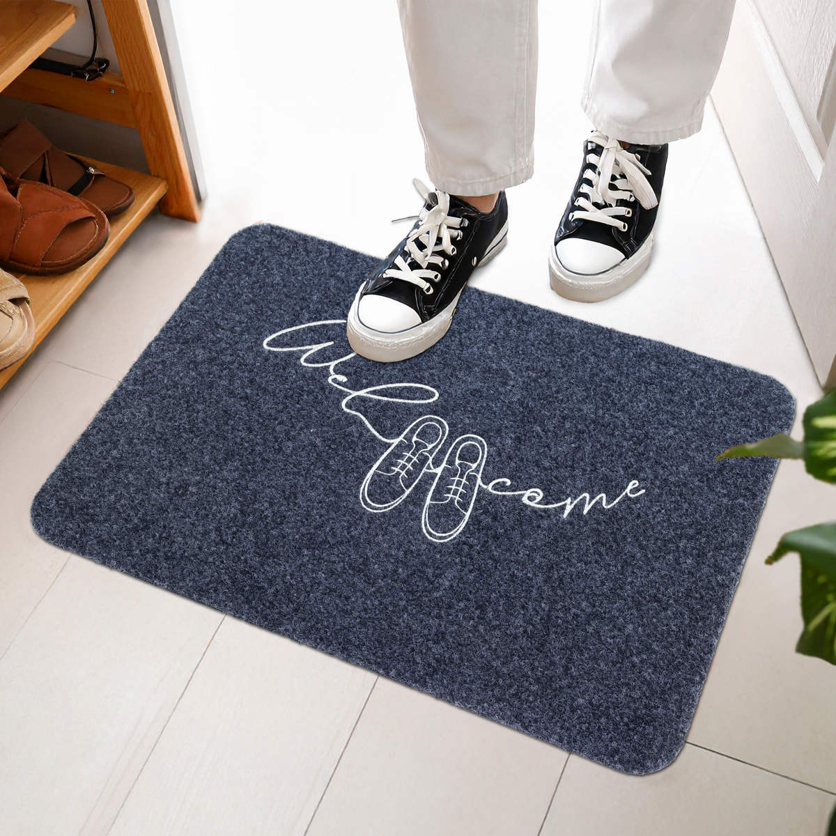 玄関マット 約40×60cm 屋内外兼用 エントランスマット （ 洗える 薄い