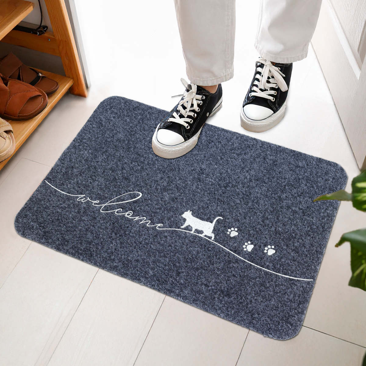 玄関マット 約40×60cm 屋内外兼用 エントランスマット （ 洗える 薄い