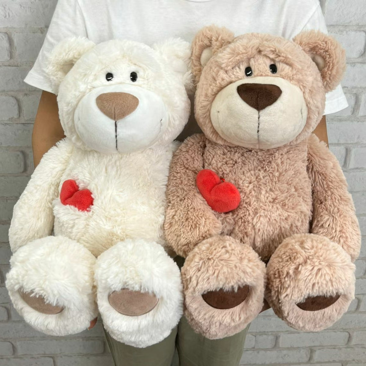 赤とクリーム色のクマのぬいぐるみ アントレックス ぬいぐるみ NICI ラブベア クラシック 50cm （ ニキ