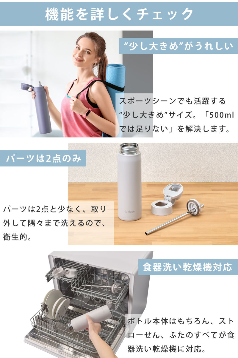 タイガー魔法瓶 タイガー 水筒 880ml 真空断熱ボトル ストローマグ