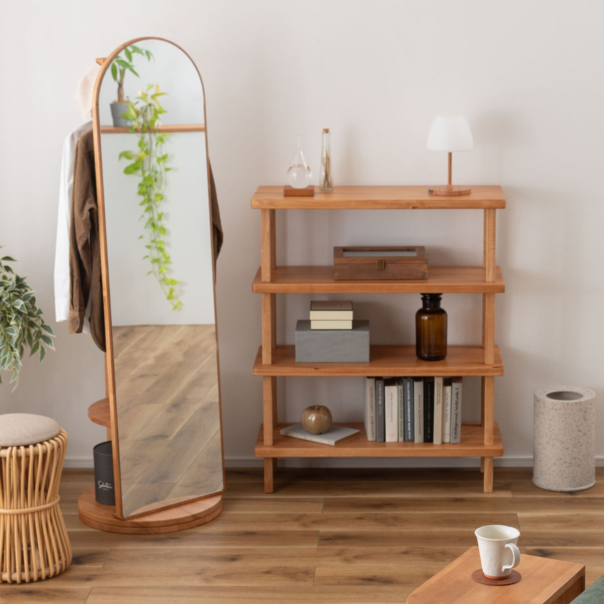 東谷 オープンラック 幅80cm 4段 木製 天然木 シェルフ Woodland