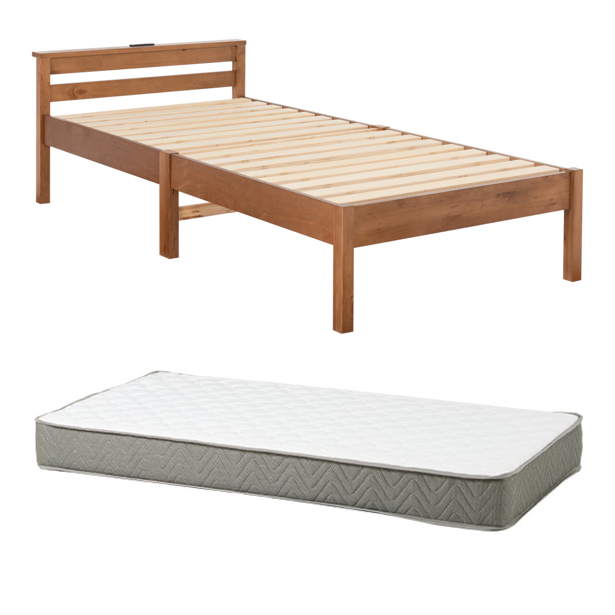 HAGiHARA（萩原） 3分組立ベッド シングル ポケットコイルマットレス付