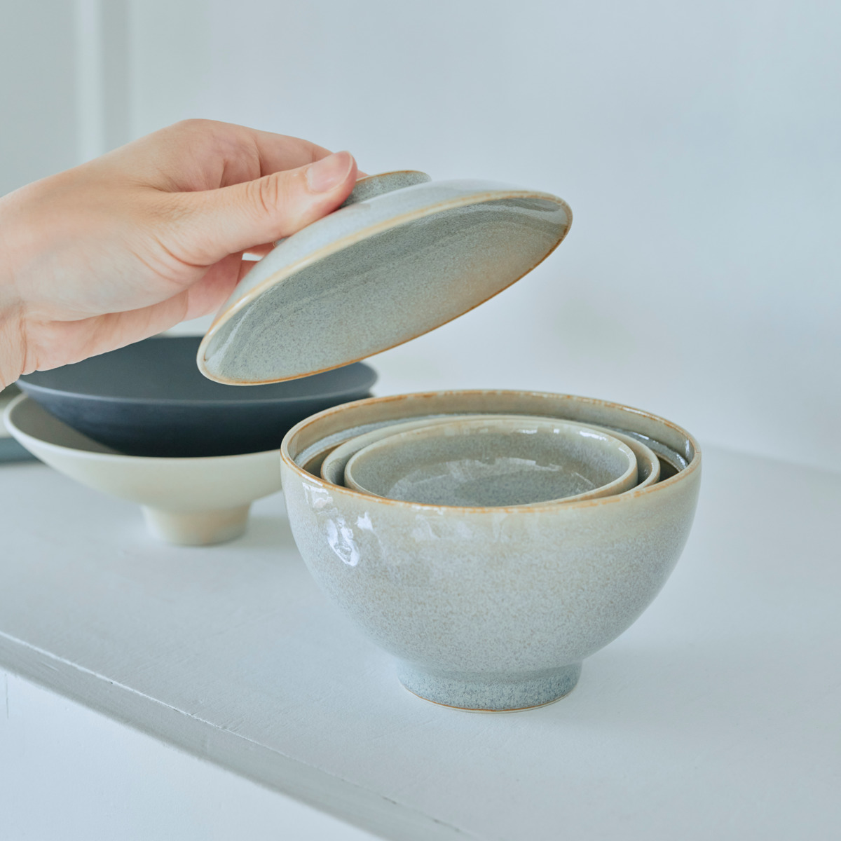 きほんのうつわ 茶碗 よりそう入れ子碗セット （ 食洗機対応 電子