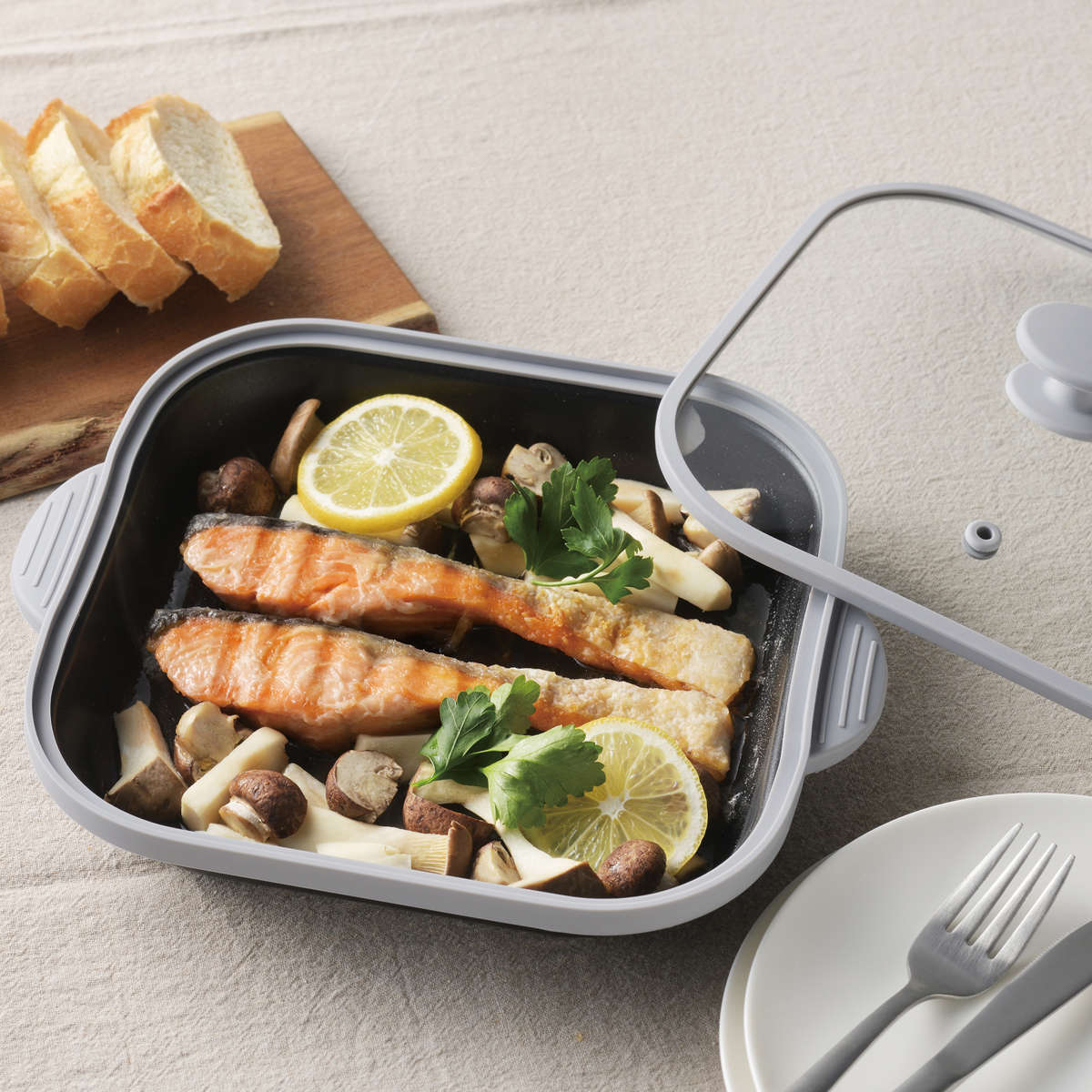 パール金属 電子レンジ調理器 角型 ガラス蓋付 電子レンジクッカー