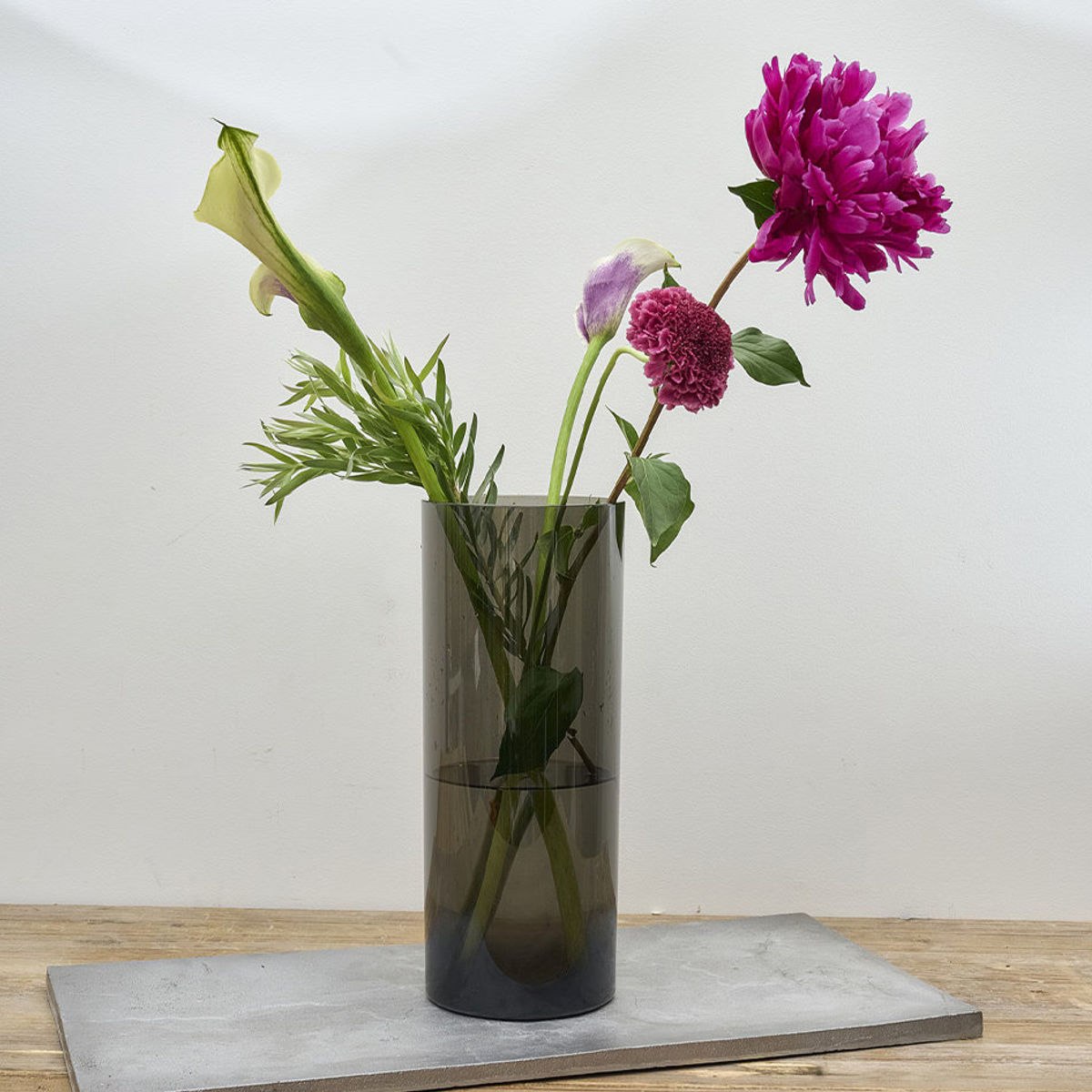 花瓶 PVシリンダー 直径12×高さ40cm グレー （ 花びん 花器 フラワー