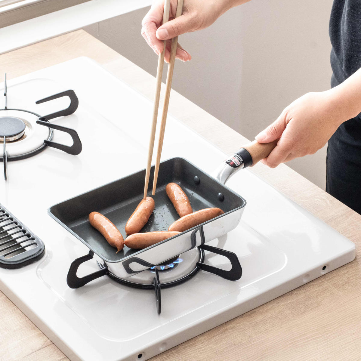 北陸アルミニウム 卵焼き器 13×19cm ガス火専用 セラミックコート セン