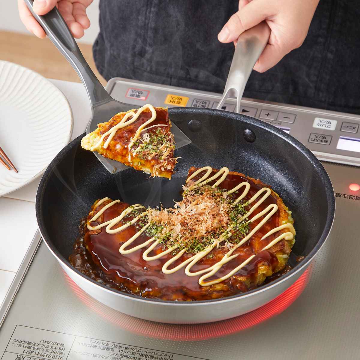 未使用　クックワイズ　2層鋼フッ素加工鍋　2点セット　IH対応　　25267 竹原製缶 フライパン 26cm IH対応 2層鋼 （ ガス火対応 アルミ