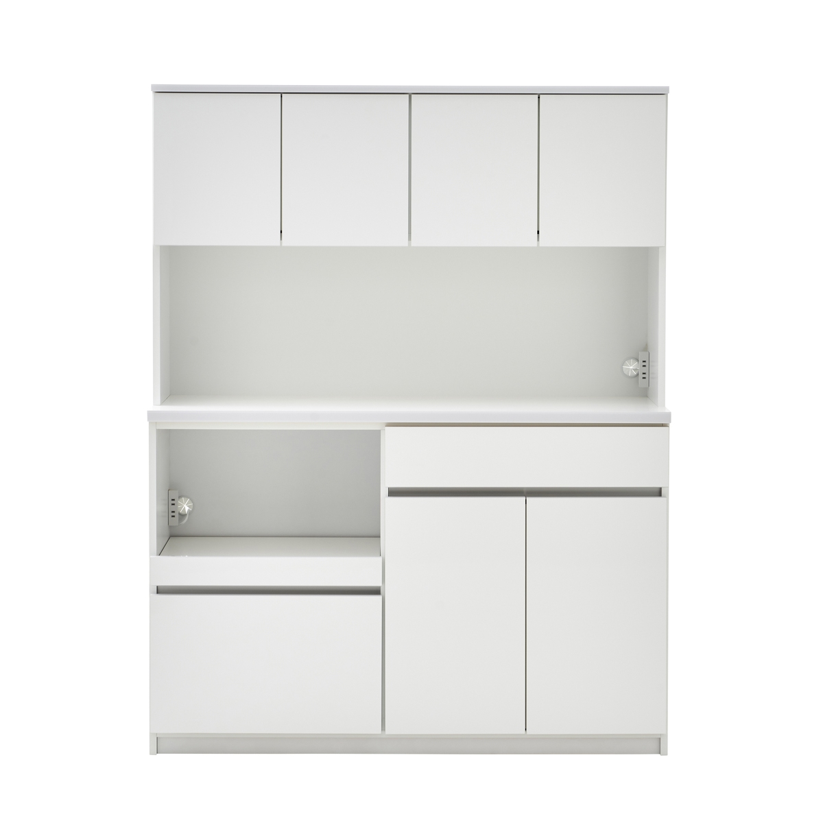 土井インテリヤ工業 レンジボード キッチンボード ホワイト 土井インテリヤ工業 食器棚 幅139.6cm 木目調 コンセント付き 日本製