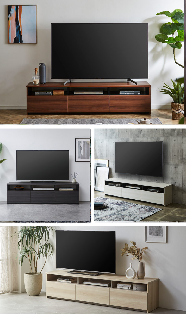 土井インテリヤ工業 テレビ台 ローボード 幅179.4cm 木目調 引き出し