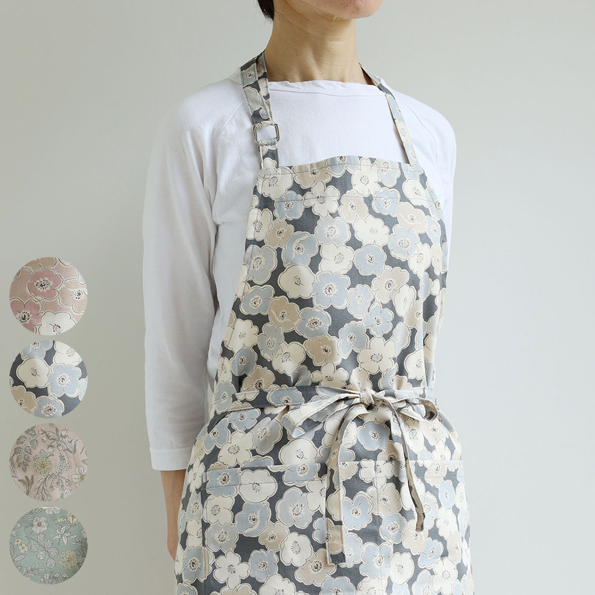 エプロン atelier Nuuit フラワー プリント ショートエプロン ハーフ