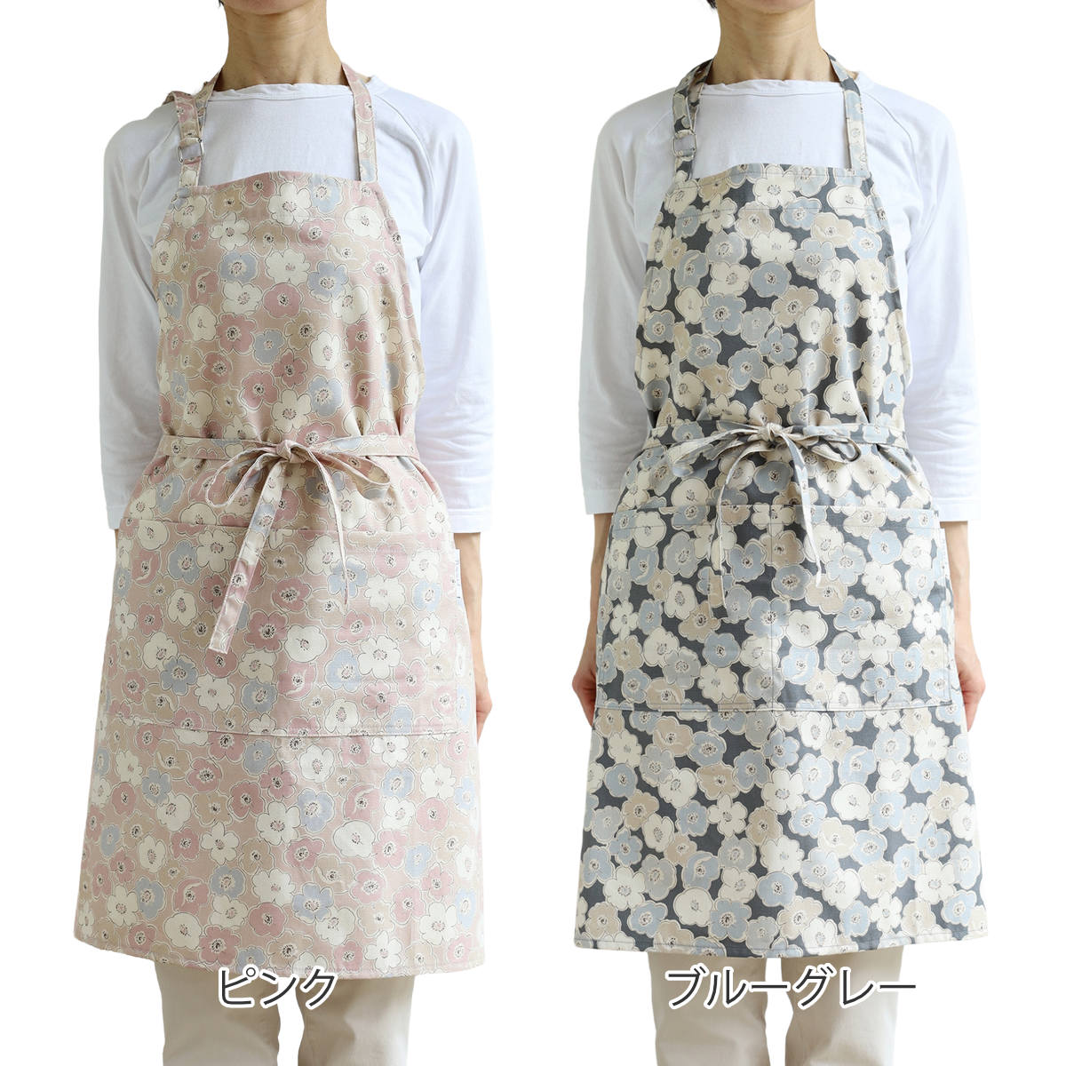 エプロン atelier Nuuit フラワー プリント ショートエプロン ハーフ