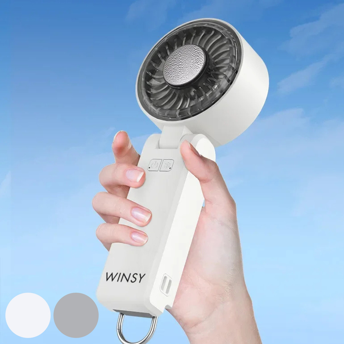 扇風機 ウィンジー USB充電式 ペルチェ （ ハンディファン フック付き