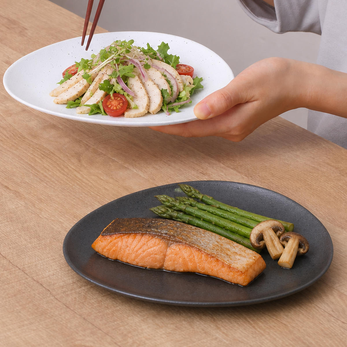 皿 むすび皿 中 （ 20.6cm 食洗機対応 電子レンジ対応 陶器風 アルミ