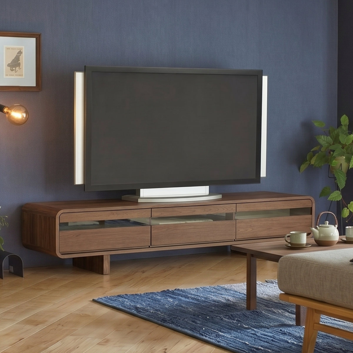 テレビ台 ローボード 幅180cm ウォールナット 無垢材 （ 開梱設置 TV台