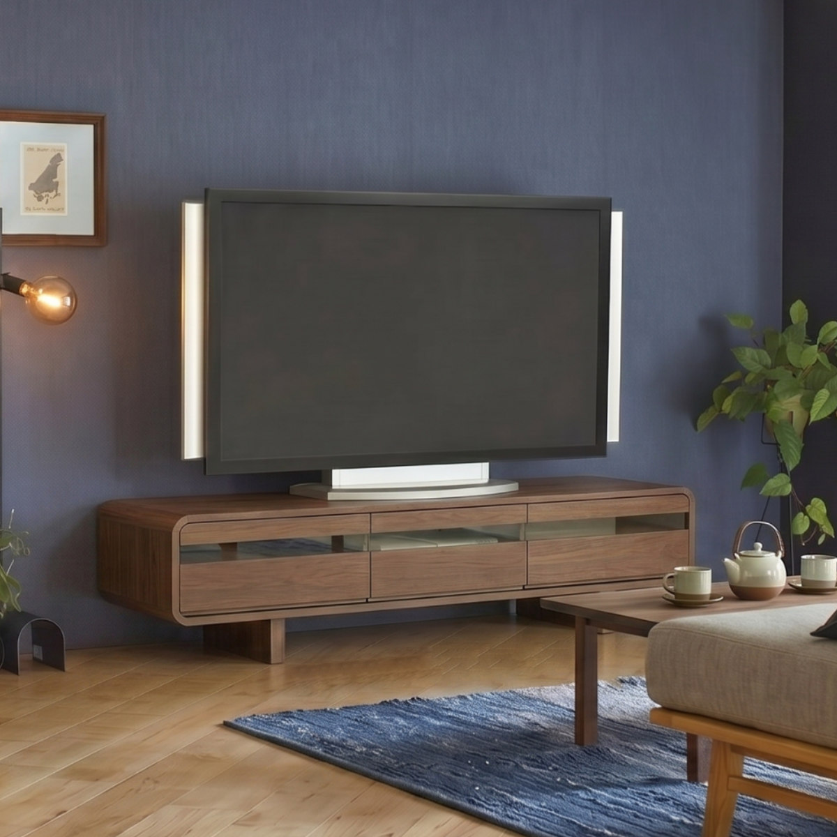 テレビ台 ローボード 幅150cm ウォールナット 無垢材 （ 開梱設置 TV台