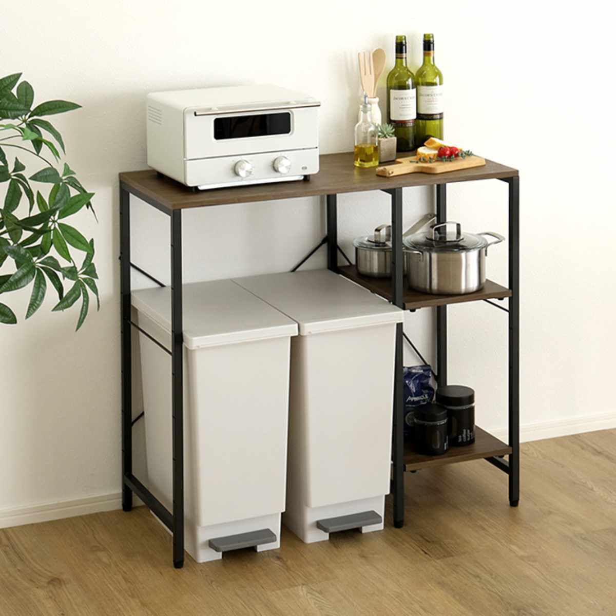 ホームテイスト（HOME taste） ゴミ箱上ラック 幅90.2cm 木目調
