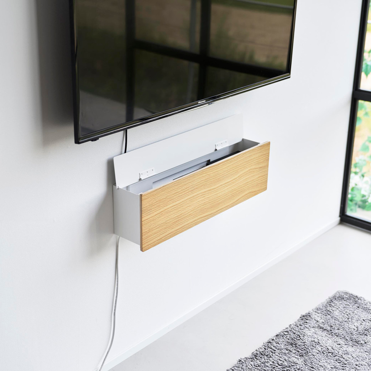 tower 特典付き 山崎実業 壁付けテレビ周辺機器収納ボックス タワー