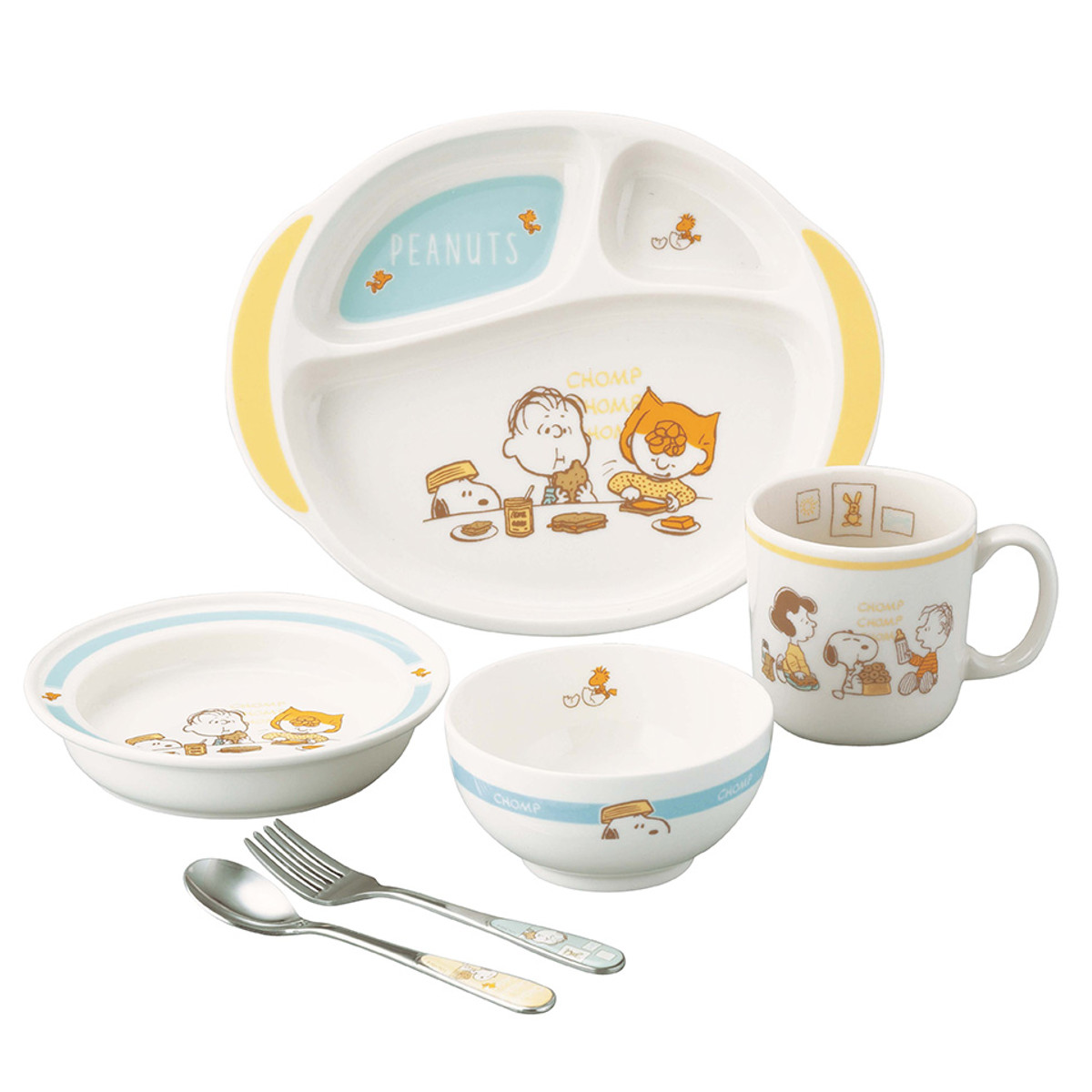 【希少・新品】日本製　スヌーピー プラ食器セット 山加商店 子供食器 6ピースセット スヌーピー （ 6点セット スプーン