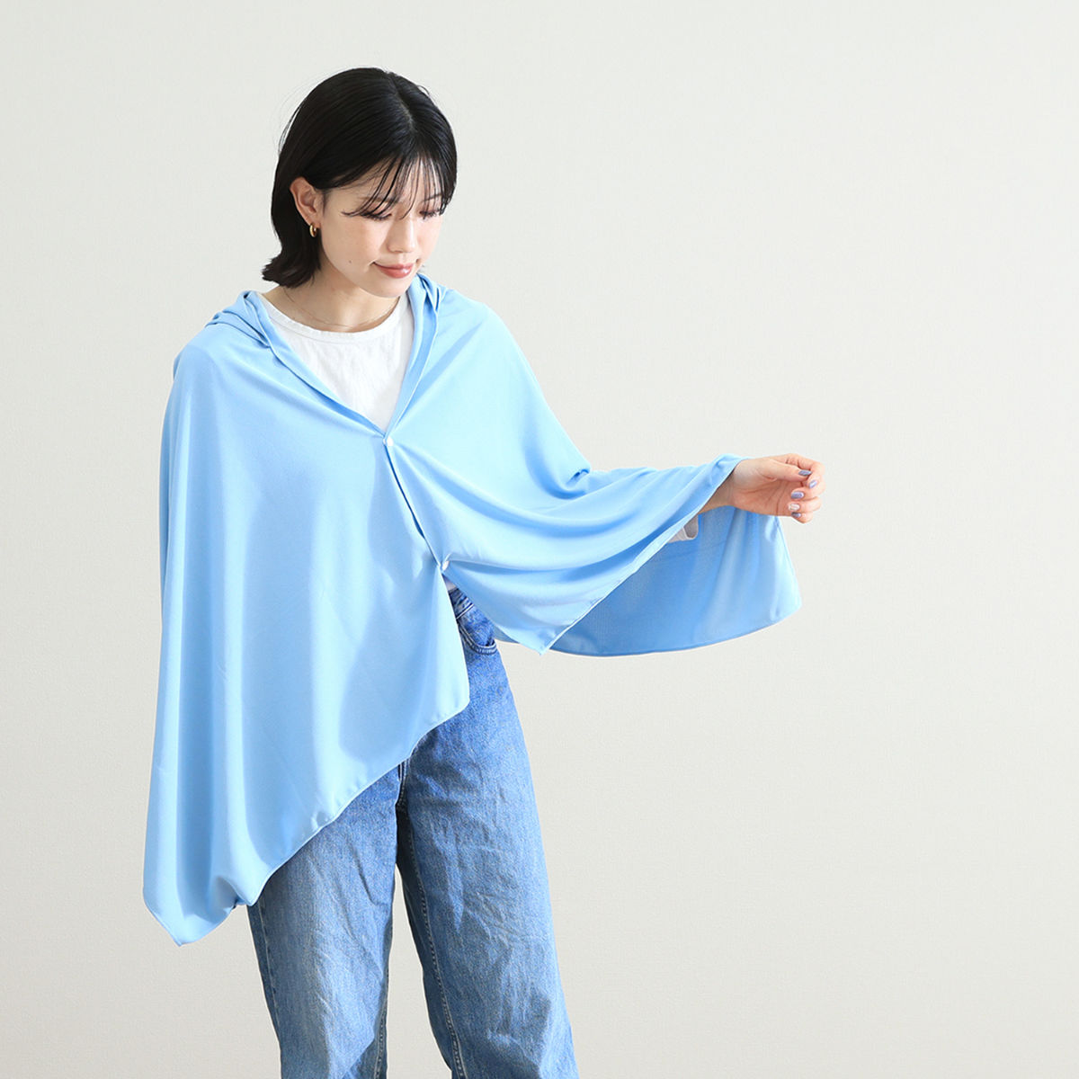 不二貿易（Fuji Boeki） 冷感ポンチョ UVクール 大判ポンチョ 保冷剤付