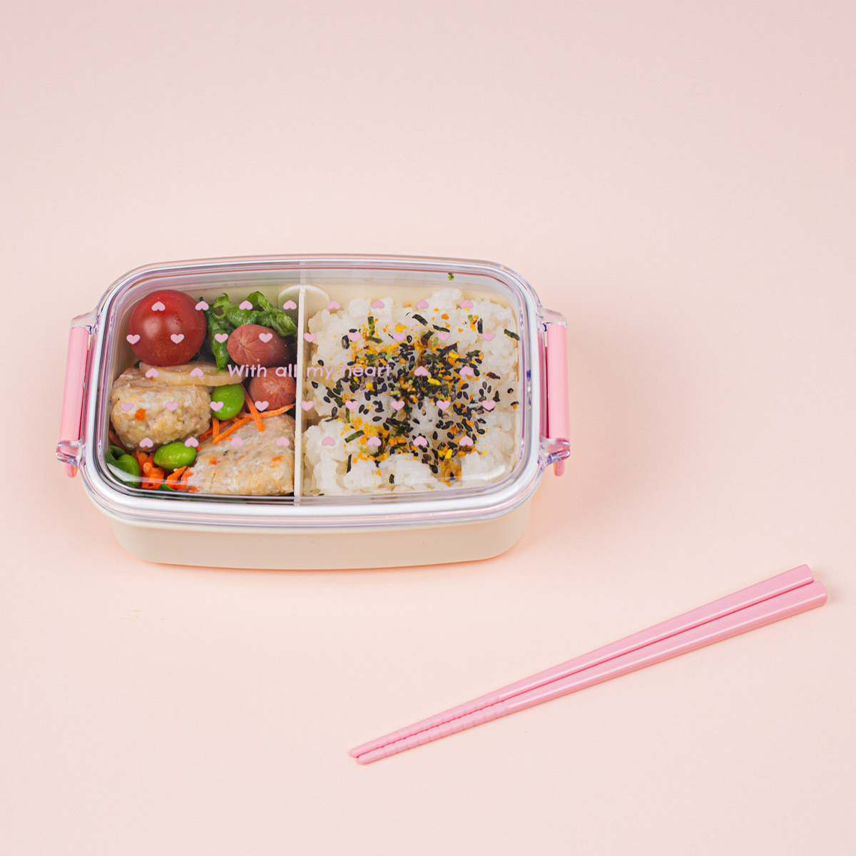 OSK（オーエスケー） 弁当箱 500ml ハート ランチボックス 仕切付