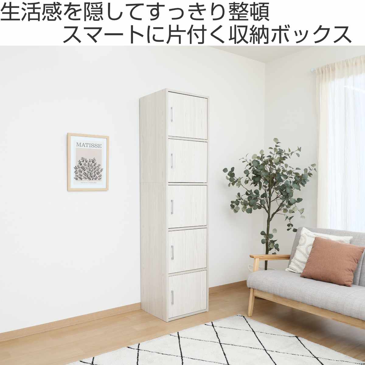 不二貿易（Fuji Boeki） 扉付き収納ボックス 幅43cm 5段 木目調