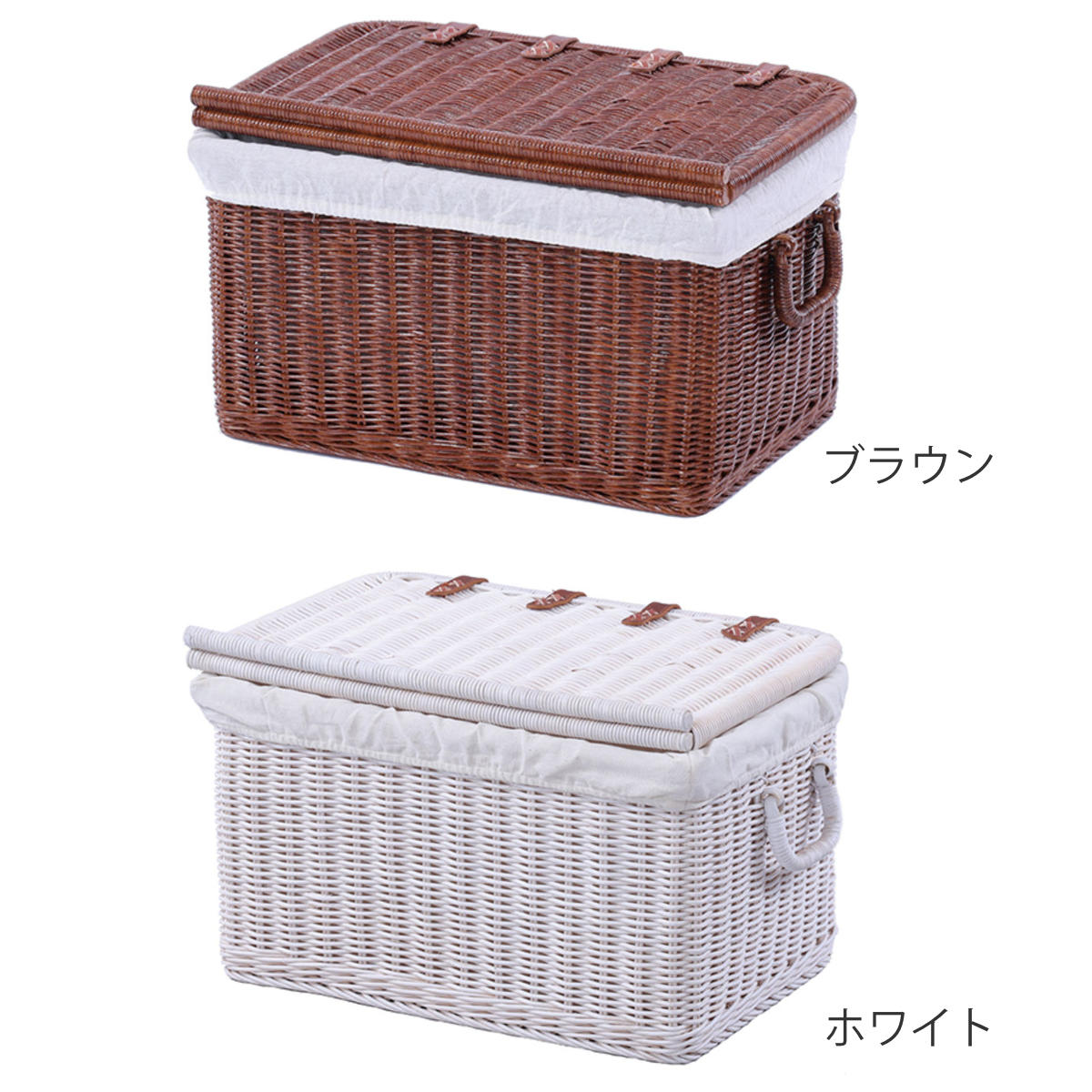 ラタン バスケット 幅40cm Mサイズ 小物収納 （ 籐 かご 収納かご 蓋