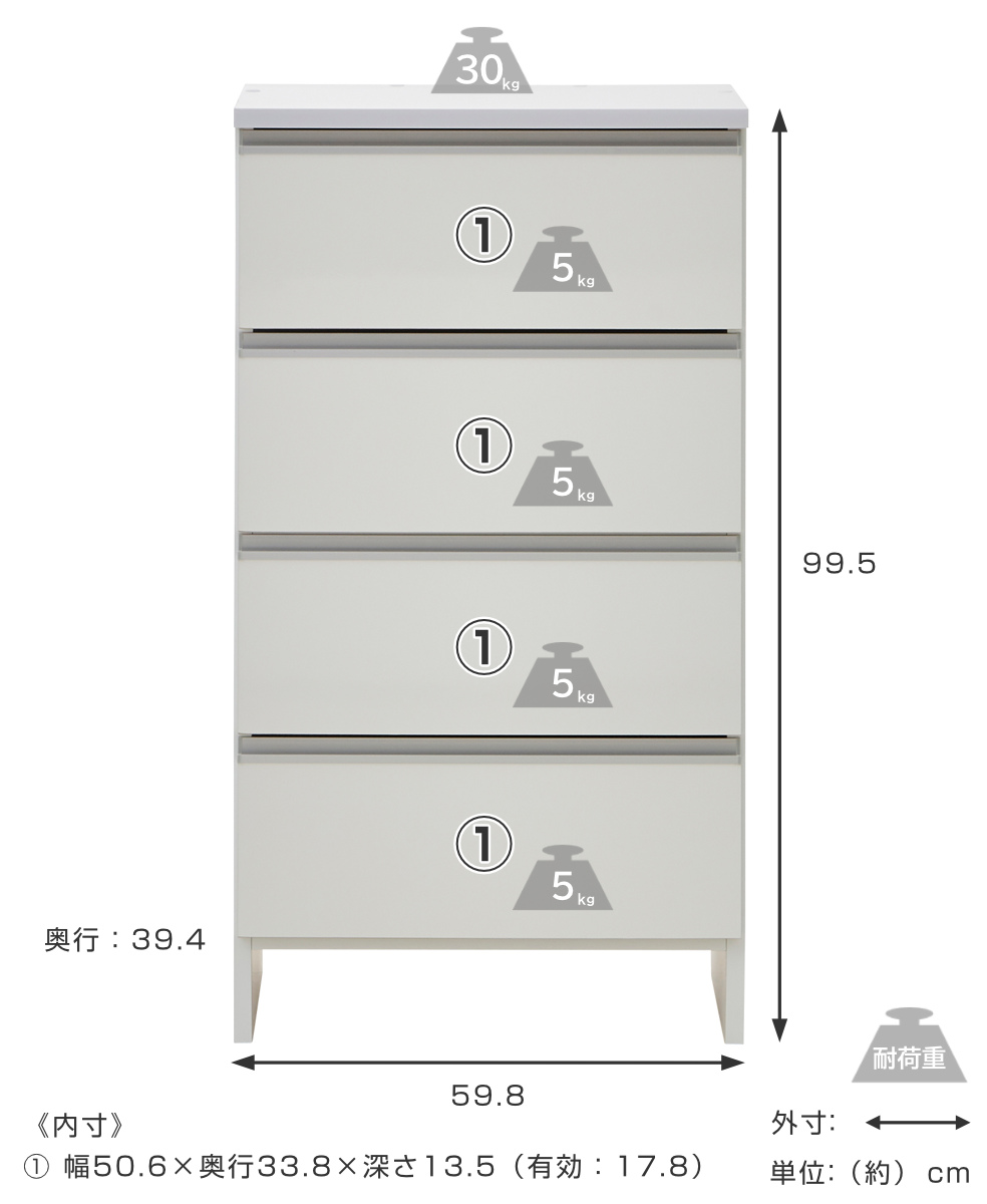 土井インテリヤ工業 ランドリーチェスト 幅59.8cm ロータイプ 日本製