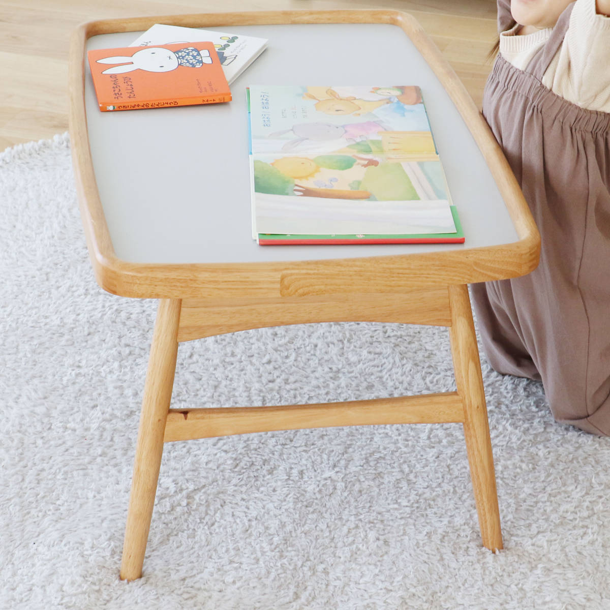 キッズテーブル 幅80cm 折りたたみ 木製 北欧風 子ども用机 nork note （ テーブル キッズ用 デスク 天然木 ノルクノート 完成品 ）の画像
