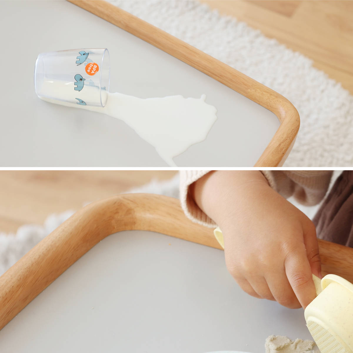 キッズテーブル 幅80cm 折りたたみ 木製 北欧風 子ども用机 nork note （ テーブル キッズ用 デスク 天然木 ノルクノート 完成品 ）の画像