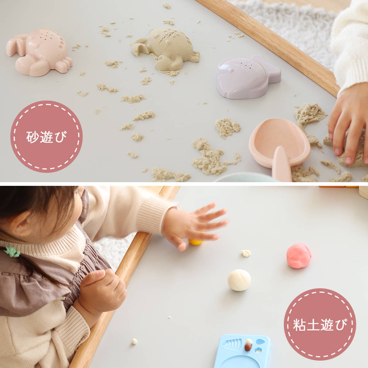 キッズテーブル 幅80cm 折りたたみ 木製 北欧風 子ども用机 nork note （ テーブル キッズ用 デスク 天然木 ノルクノート 完成品 ）の画像