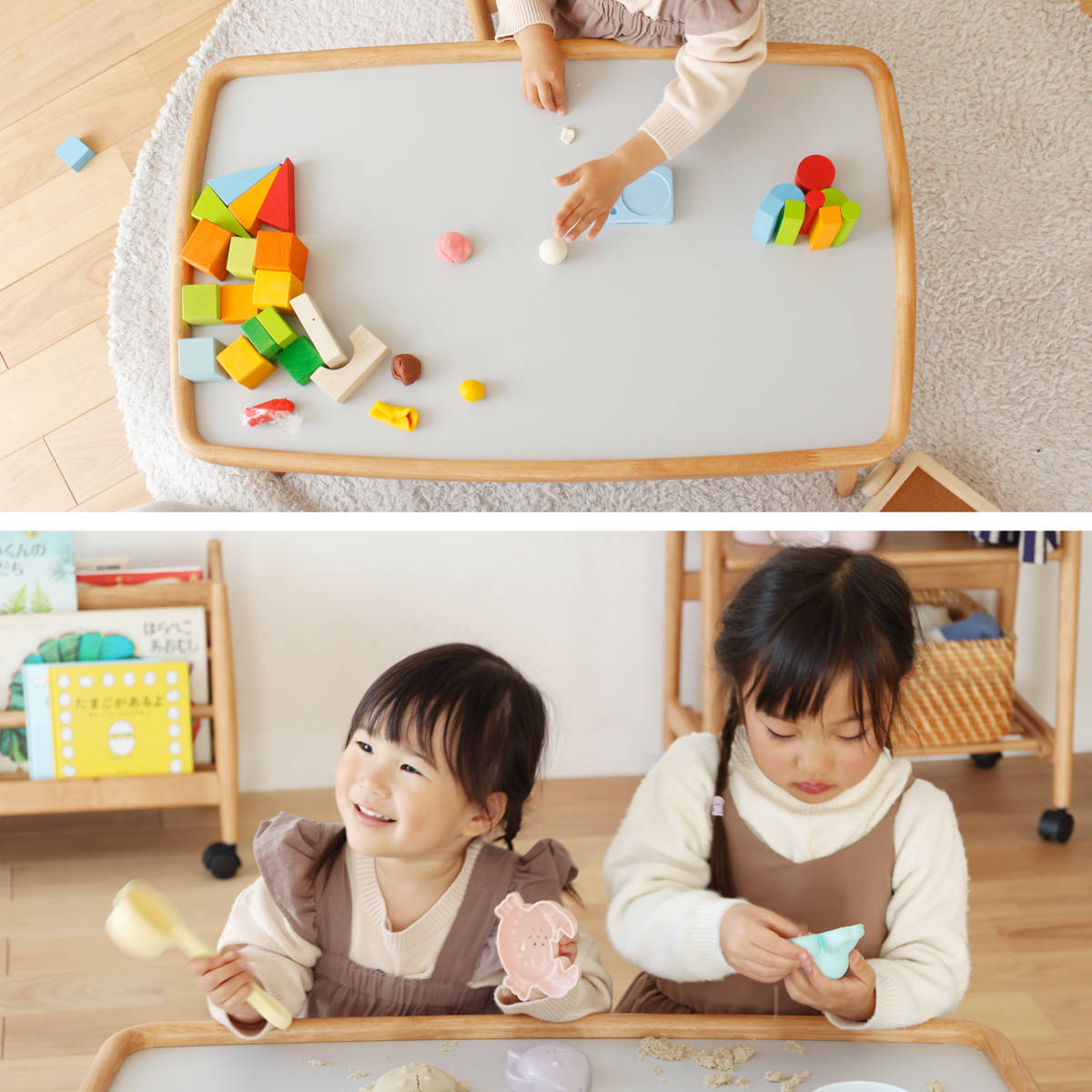 キッズテーブル 幅80cm 折りたたみ 木製 北欧風 子ども用机 nork note （ テーブル キッズ用 デスク 天然木 ノルクノート 完成品 ）の画像