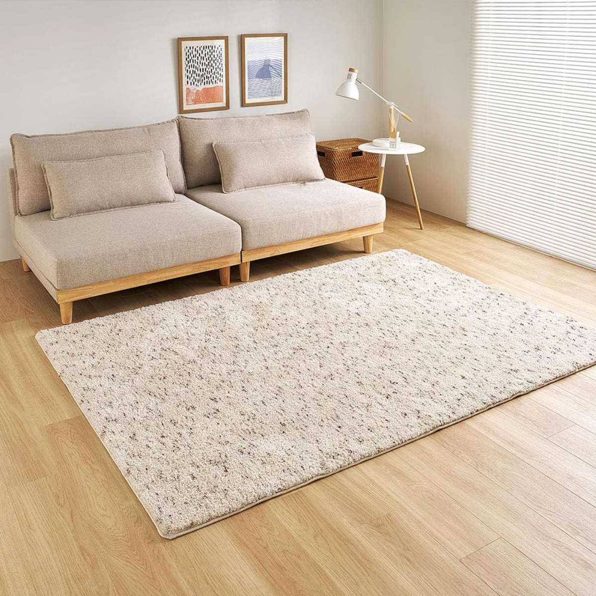 東リ　シャギーラグ ブラウン 約140cm×200cm ミックスシャギーラグ Liva リーヴァ 約140×200cm （ ラグ カーペット