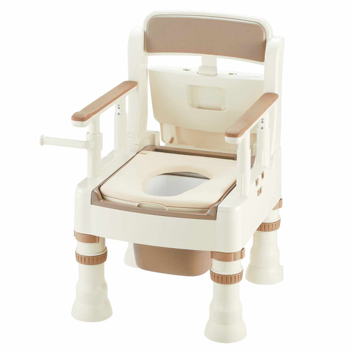 J【中古品】送料無料！ Richell 介護用木製ポータブルトイレ ホルダー付き リッチェル（Richell） ポータブルトイレ きらく MY型 （ 介護トイレ