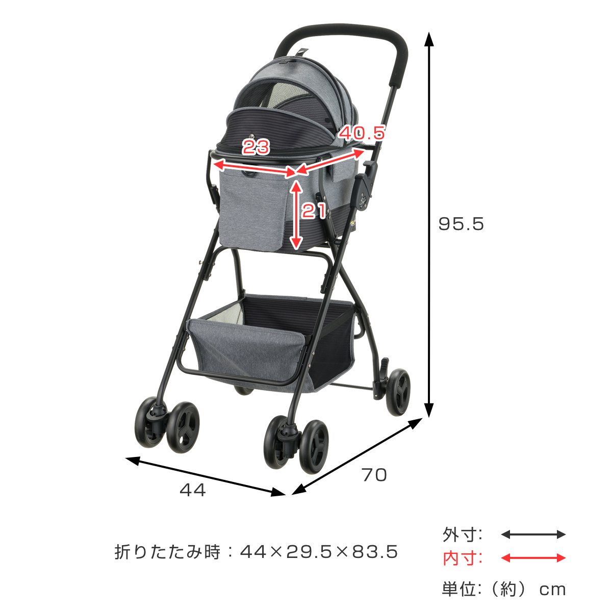 Richell ペットカート ミニモ グレー リッチェル（Richell） ペットカート ミニモ 折りたたみ ドリンク