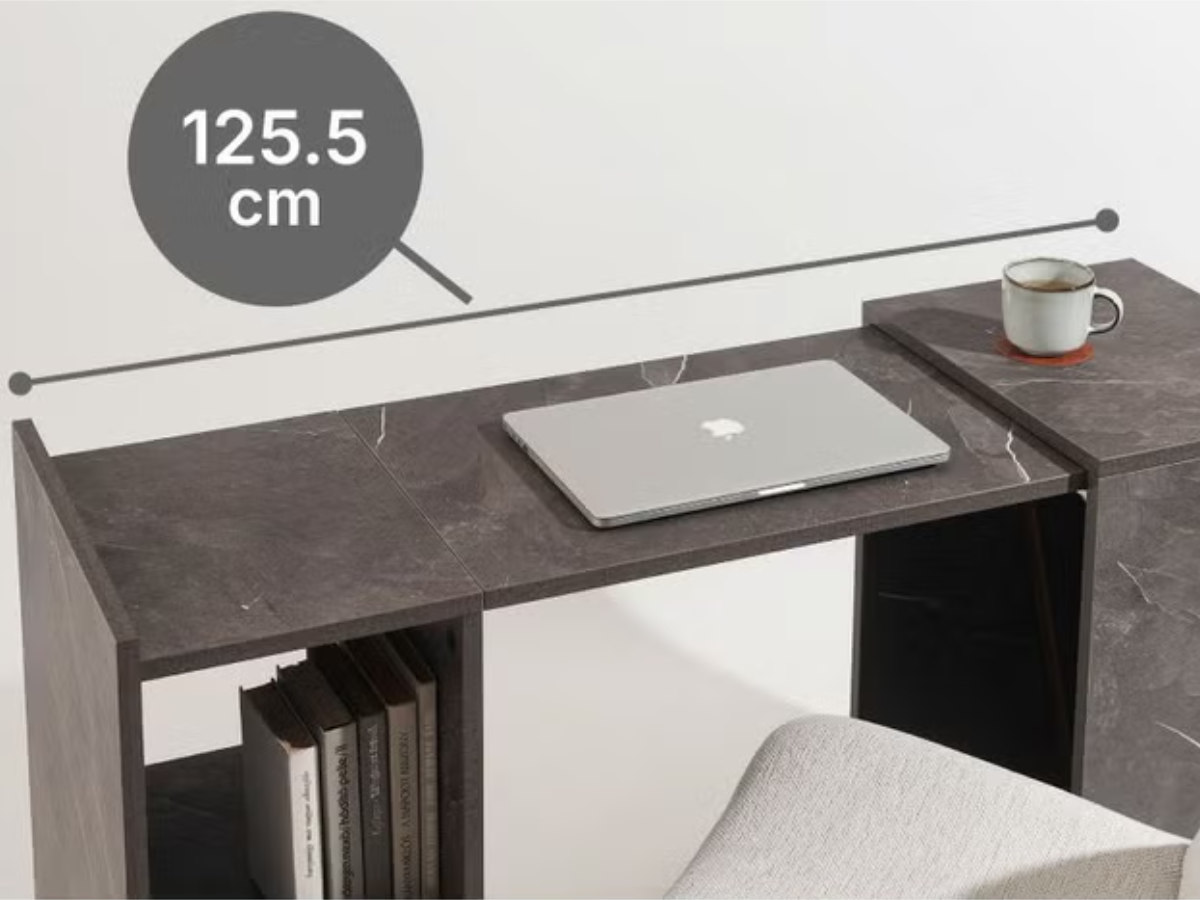 パソコンデスク 幅125.5cm 折りたたみ 伸長式 完成品 トランスフォーム