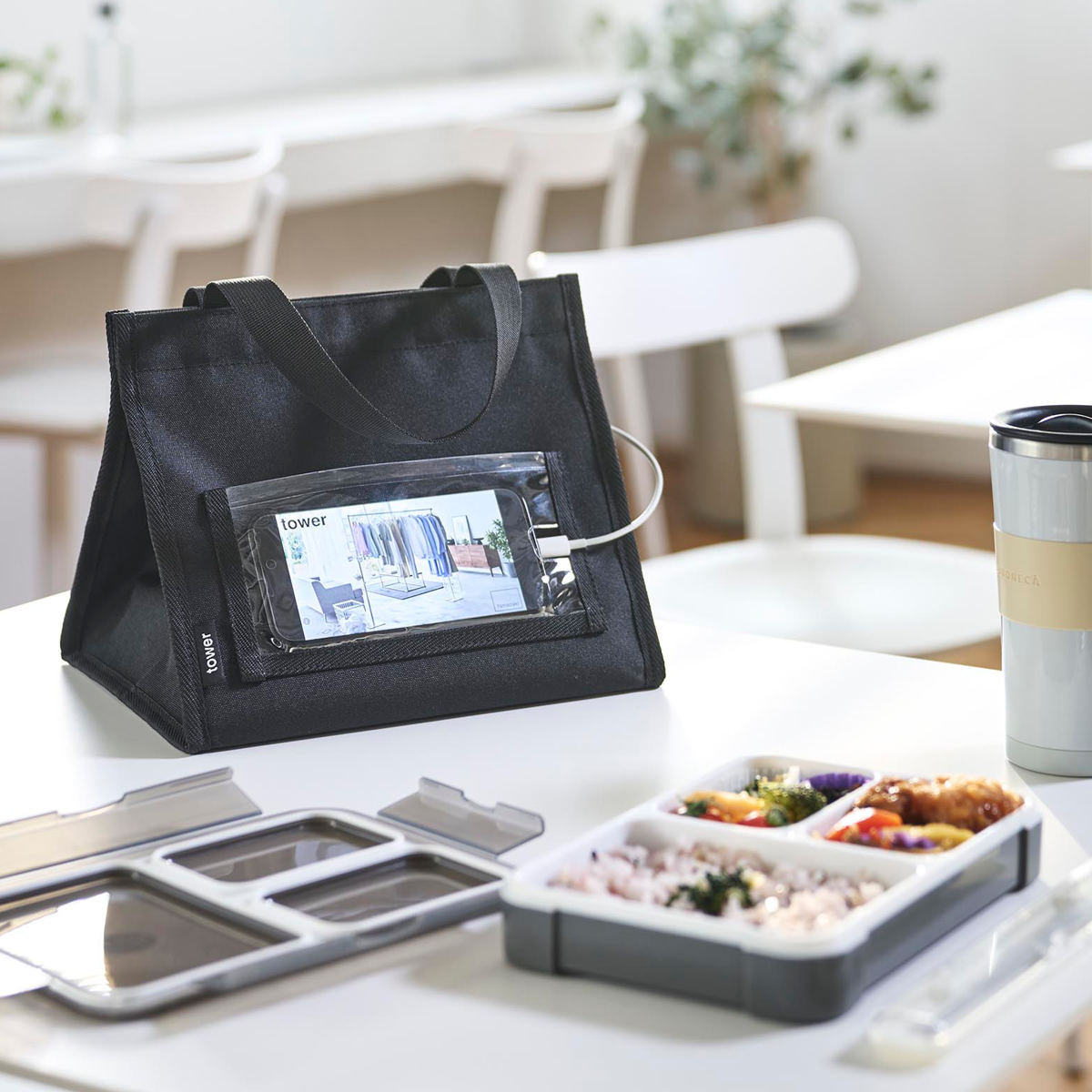 tower 特典付き 山崎実業 ランチバッグ タワー スマホホルダー付き