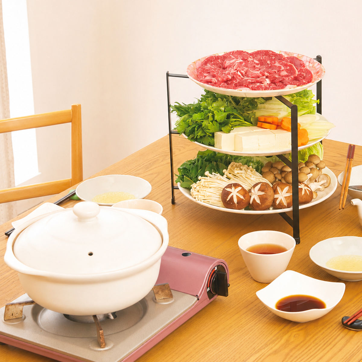 食卓スタンド テーブルが広く使える重ねる食卓ス...の詳細画像3