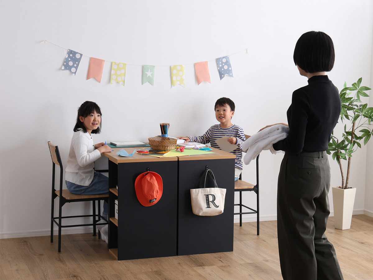 ツインデスク 幅180cm 学習机 収納ラック付き 2人用 （ デスク 学習