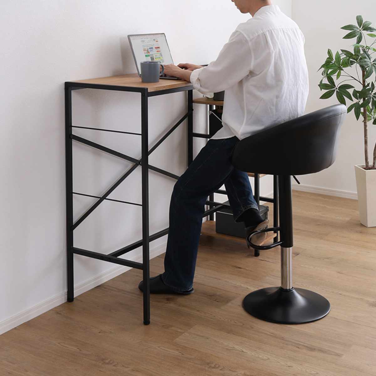 スタンディングデスク 幅120cm ラック付き ワークデスク （ デスク