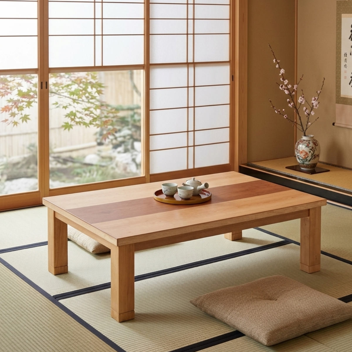 座卓 幅105cm 継脚付き 家具調こたつ ジュン 木製 日本製 （ こたつ 