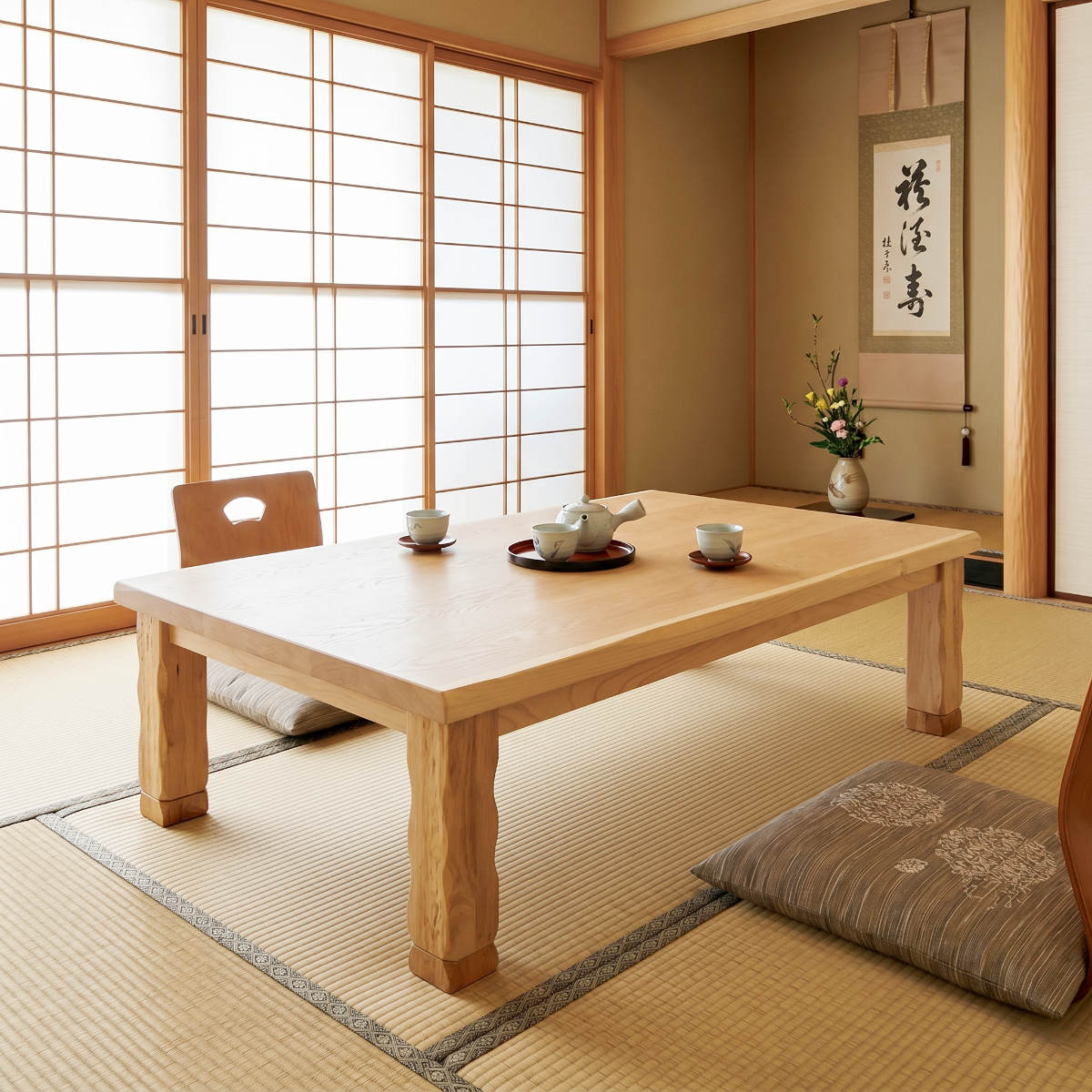 座卓 幅120cm 継脚付き 家具調こたつ ハーバー タモ ナチュラル 木製 