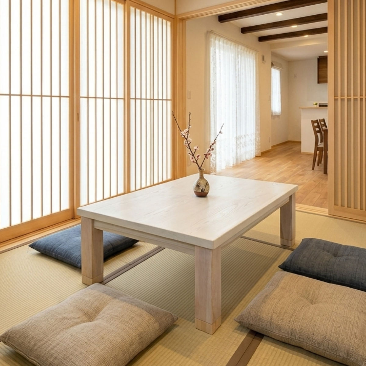 座卓 幅120cm 継脚付き 家具調こたつ ミルキー 木製 日本製 （ こたつ