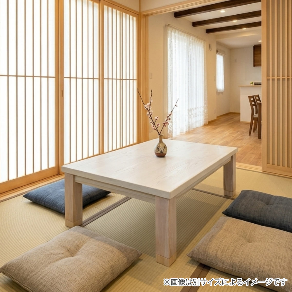 座卓 幅150cm 継脚付き 家具調こたつ ミルキー 木製 日本製 （ こたつ