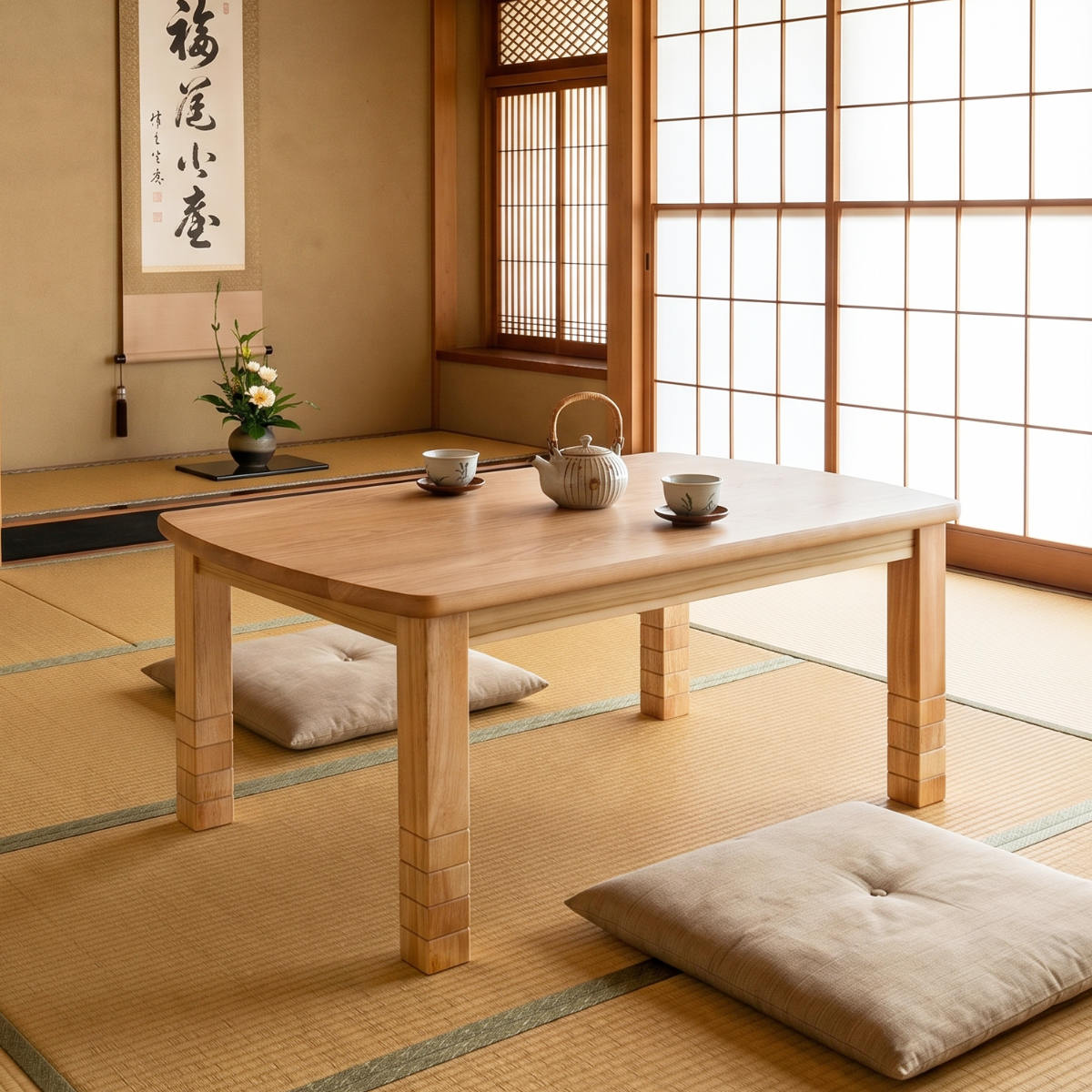 座卓 幅105cm 継脚付き 家具調こたつ ルック 木製 日本製 （ こたつ 