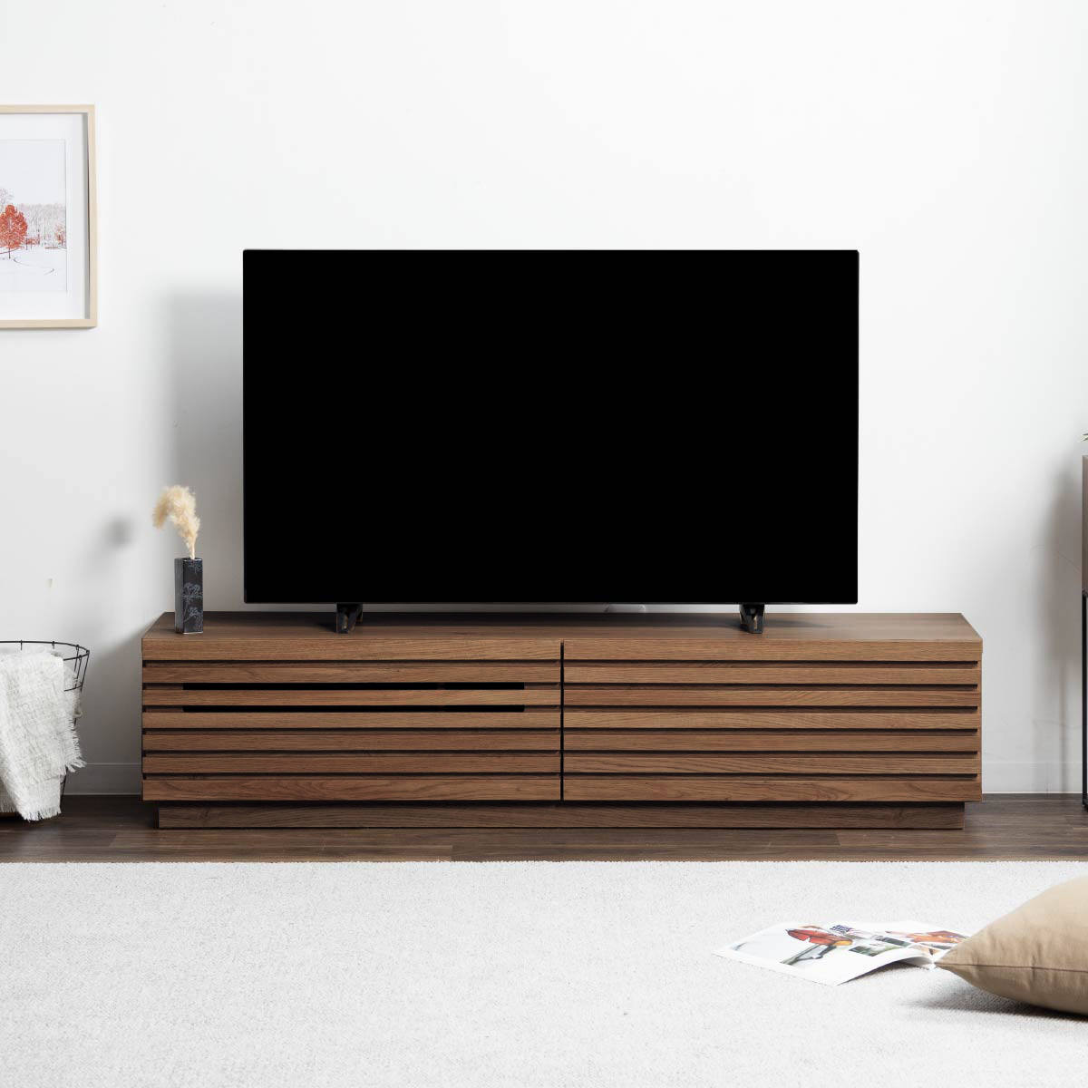 テレビ台 幅150cm ローボード リモコン対応 木目調 完成品 （ TV台