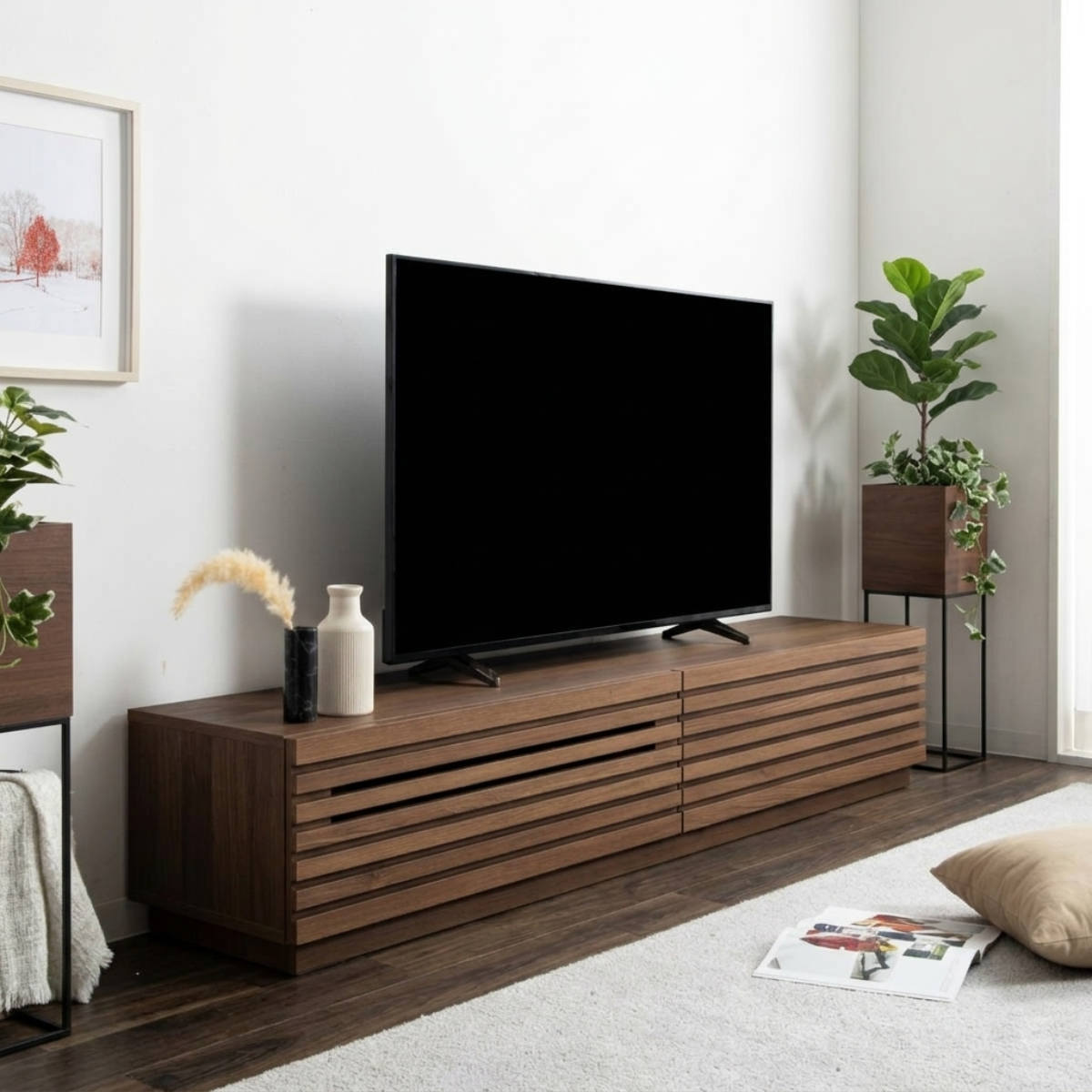 テレビ台 幅180cm ローボード リモコン対応 木目調 完成品 （ TV台